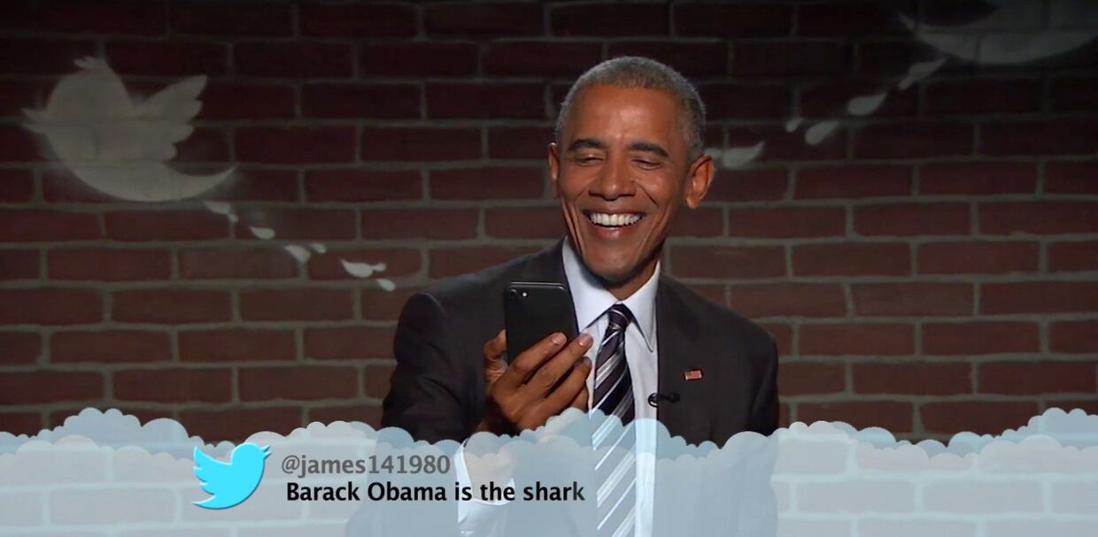 Президент Обама опять читает ругательные твиты о себе в  эфире Jimmy Kimmel Live!