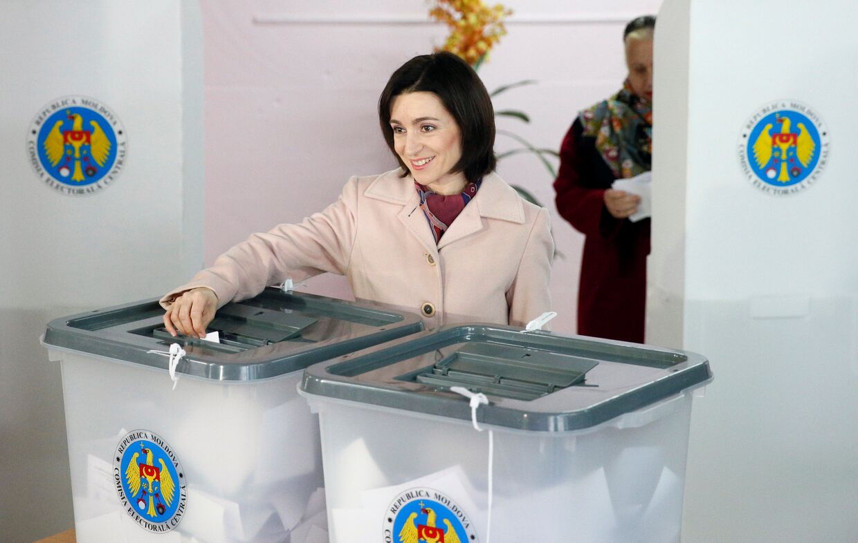 Кандидат в президенты Майя Санду на выборах в Кишиневе