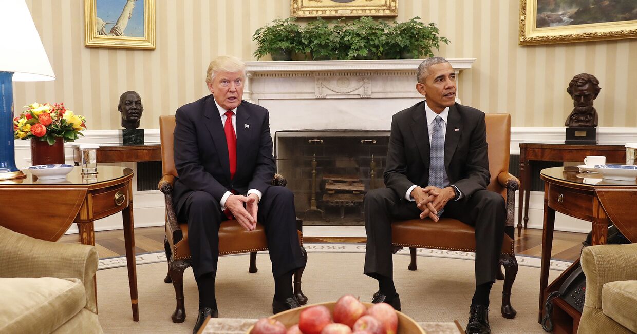 Дональд Трамп на встрече с президентом США Бараком Обамой в Белом доме