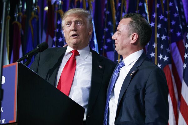 Избранный президент Дональд Трамп и руководитель национального комитета Республиканской партии Райнс Прибус Избранный президент Дональд Трамп и руководитель национального комитета Республиканской партии Райнс Прибус