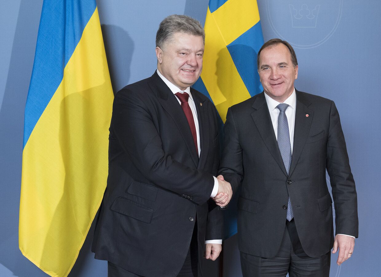 Премьер-министр Швеции Стефан Лёвен и президент Украины Петр Порошенко