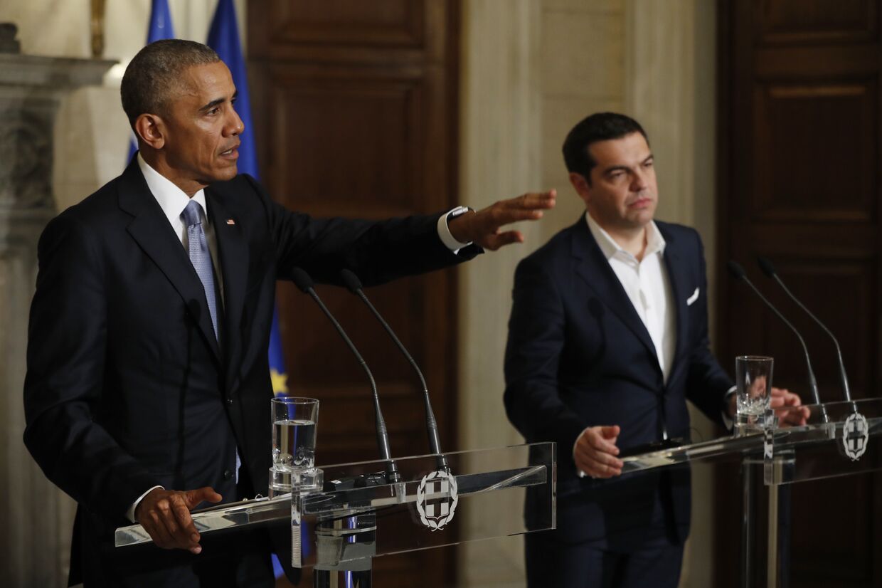 Президент США Барак Обама и премьер-министр Греции Алексис Ципрас