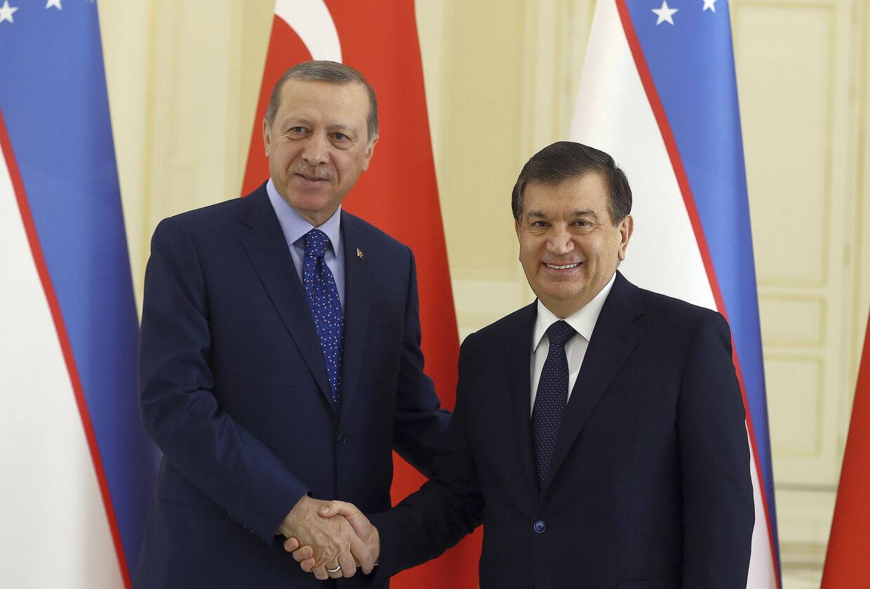 Президент Турции Реджеп Тайип Эрдоган и президент Узбекистана Шавкат Мирзиеев