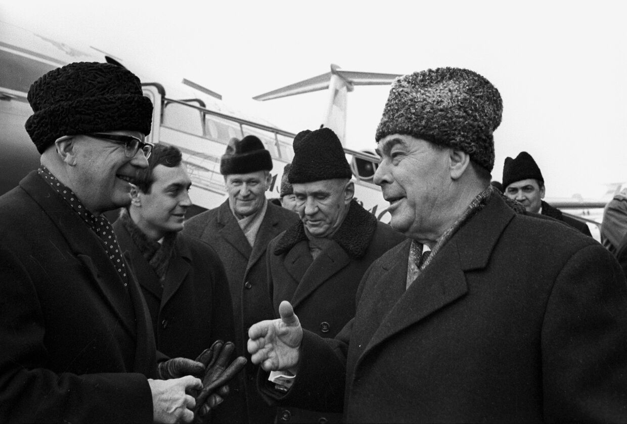 Л.И. Брежнев во время встречи президента Финляндской Республики Урхо Калева Кекконена