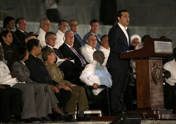 Премьер-министр Греции Алексис Ципрас на церемонии прощания с Фиделем Кастро в Гаване