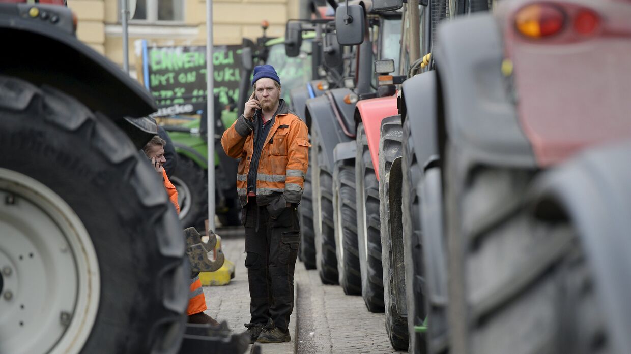 Акция протеста фермеров в Хельсинки