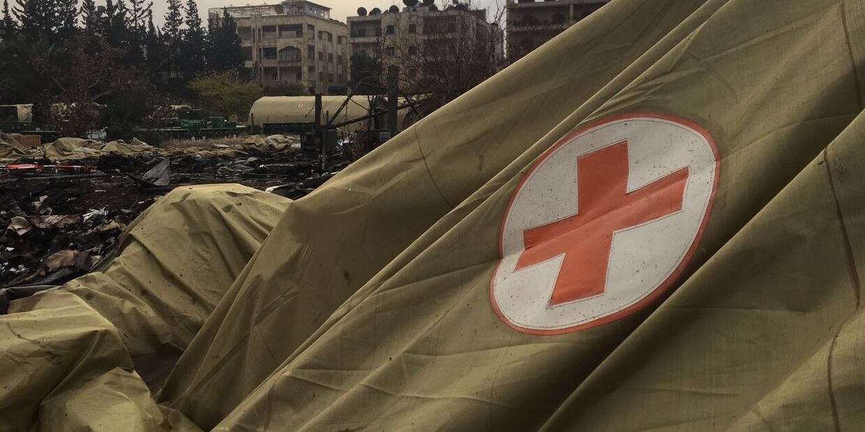 Мобильный госпиталь Министерства обороны РФ в Алеппо после обстрела