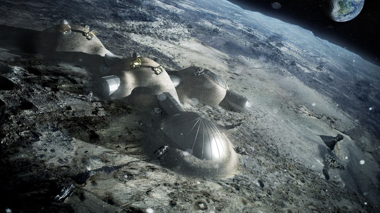 Эскиз проекта «Лунный поселок» Европейского космического агентства (ESA)