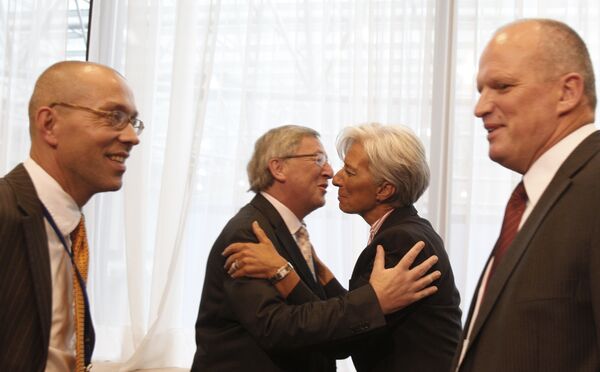 Председатель Европейской комиссии Жан-Клод Юнкер и директор-распорядитель Международного валютного фонда Кристин Лагард