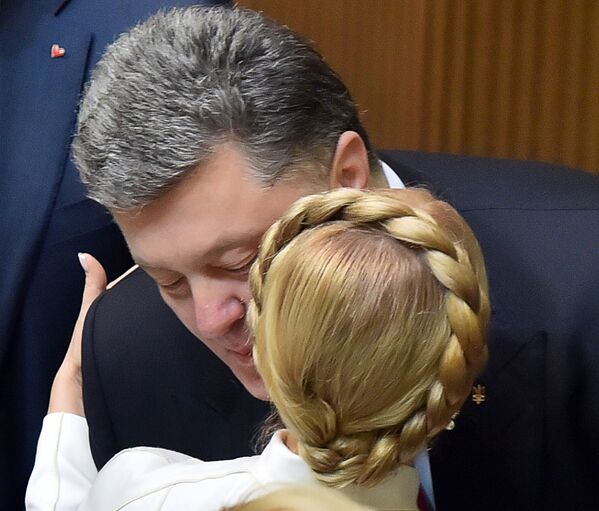 Президент Украины Петр Порошенко и глава партии «Батькивщина» Юлия Тимошенко