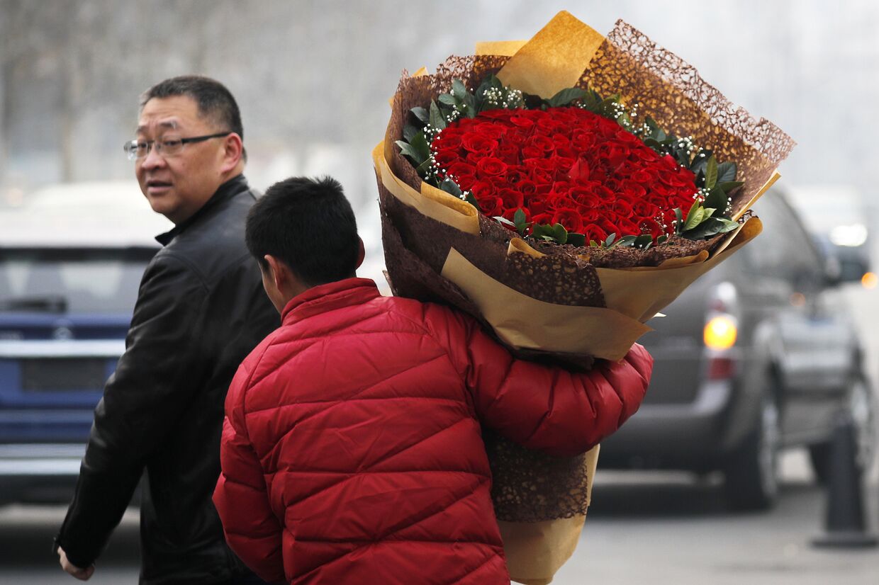 Цветы на День святого Валентина в Пекине