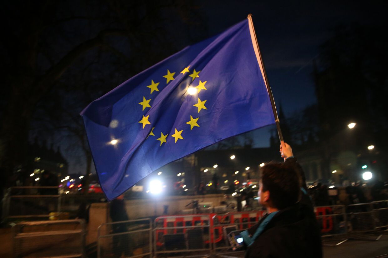 Акция протеста возле здания парламента в Лондоне