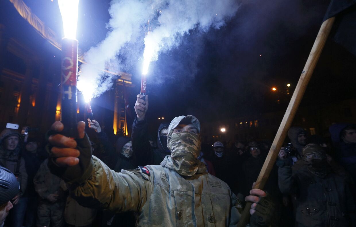 Акция в поддержку участников блокады ДНР в Киеве
