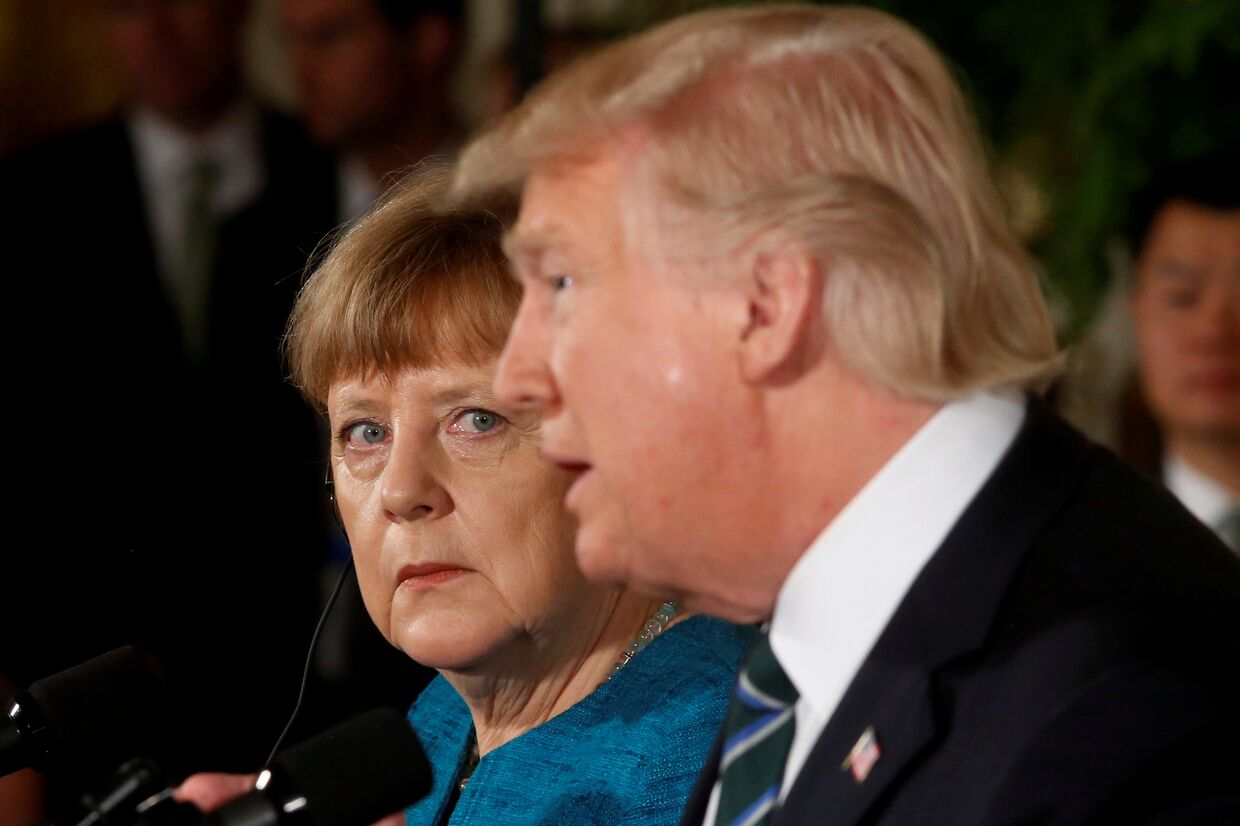 Президент США Дональд Трамп и канцлер Германии Ангела Меркель