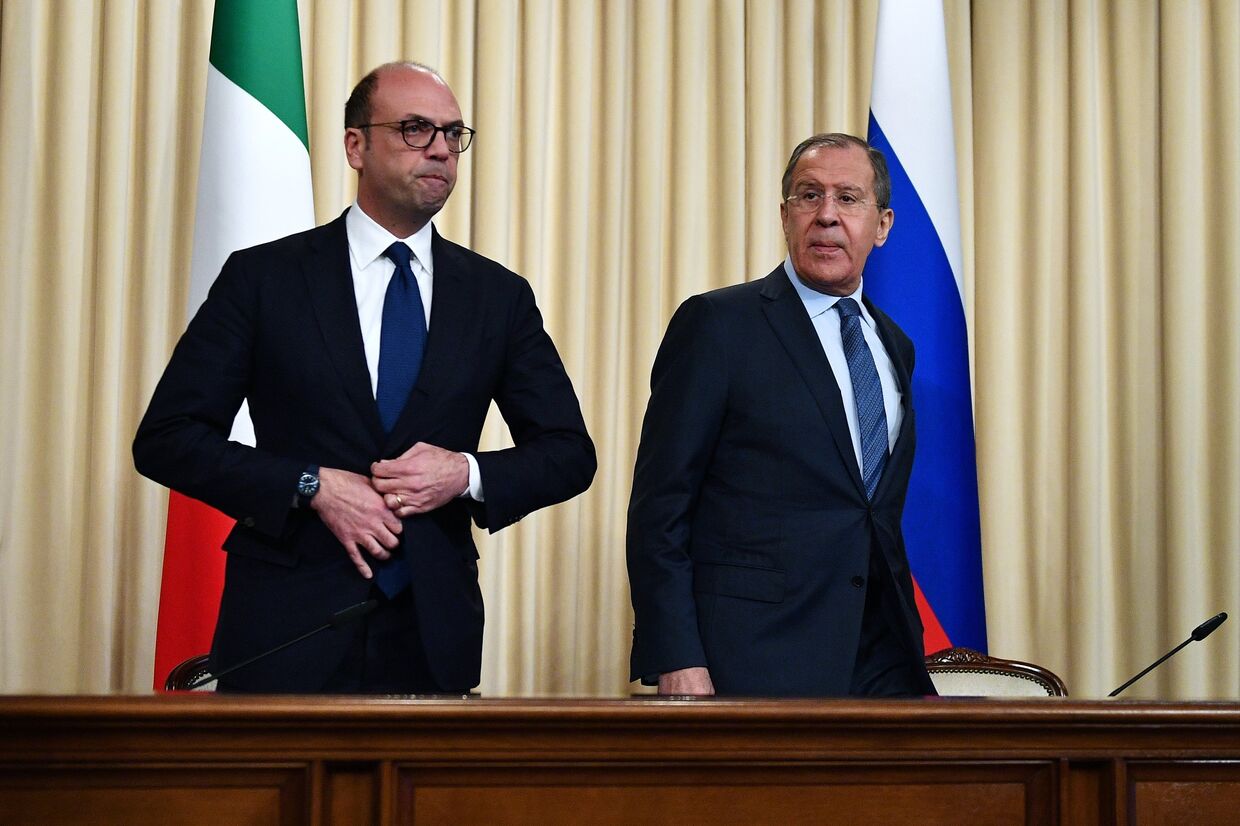 Министр иностранных дел РФ Сергей Лавров и министр иностранных дел Италии Анджелино Альфано