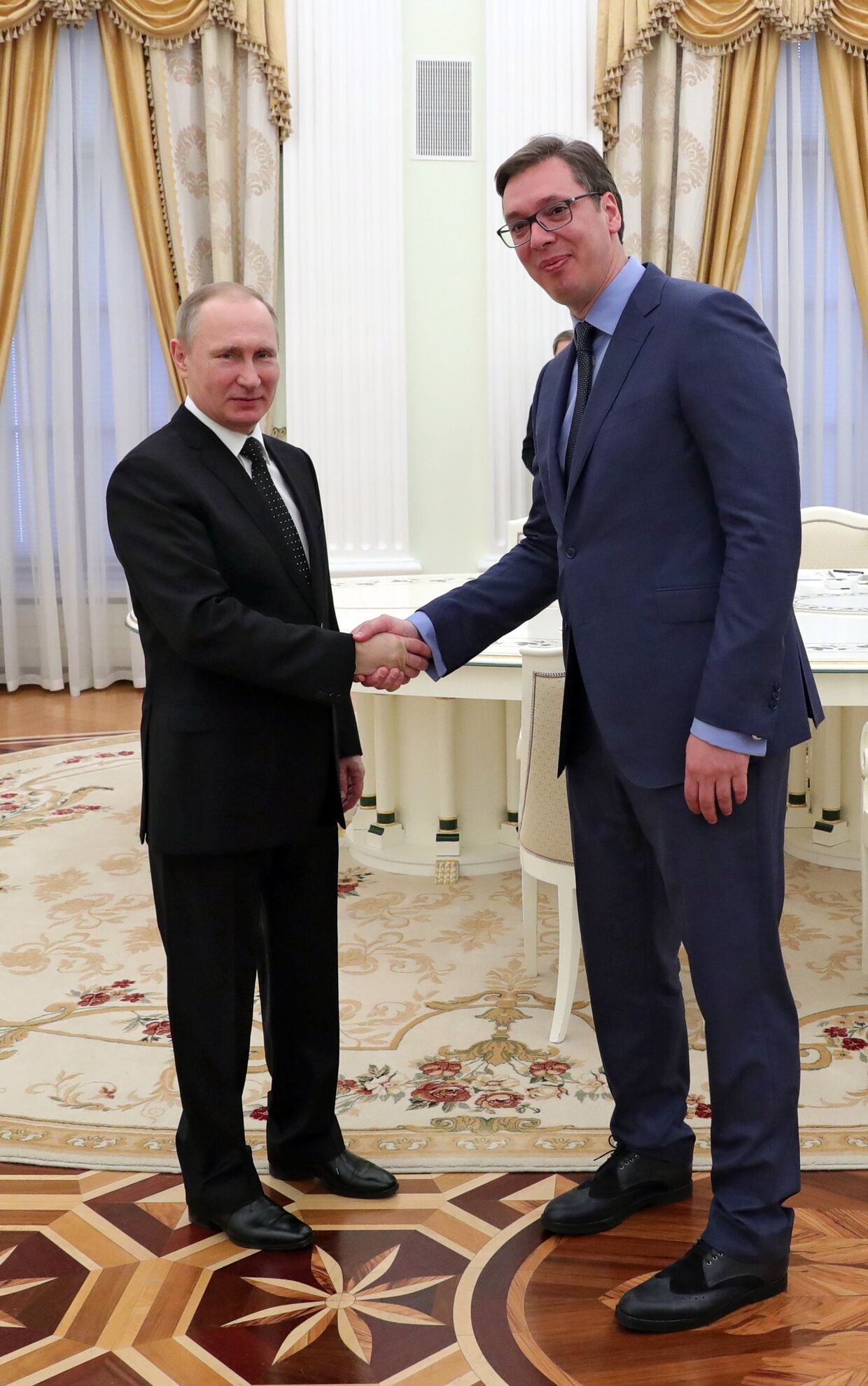 Президент РФ Владимир Путин и председатель правительства Сербии Александр Вучич