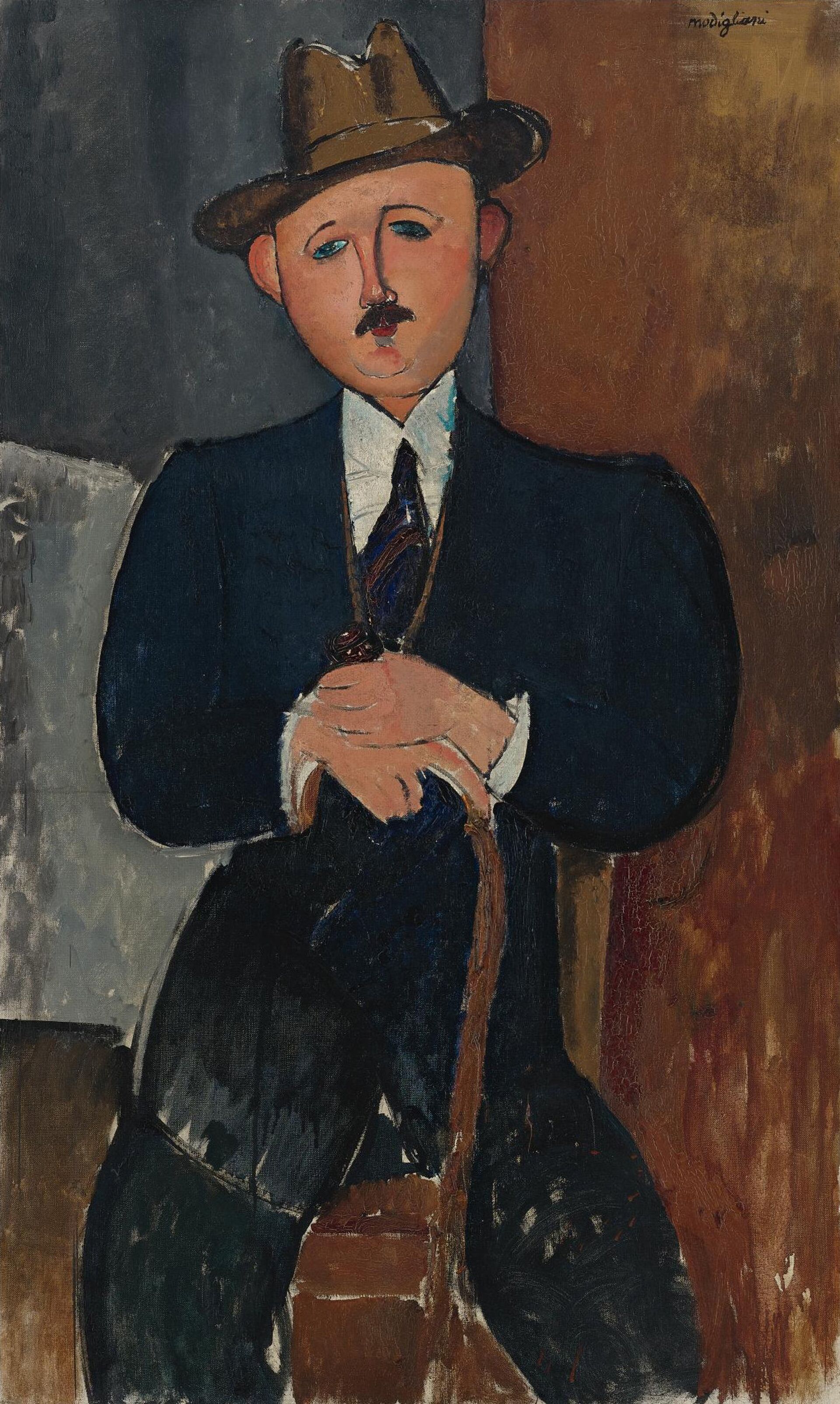 «Сидящий мужчина с тростью» Амедео Модильяни - ИноСМИ, 1920, 02.10.2020