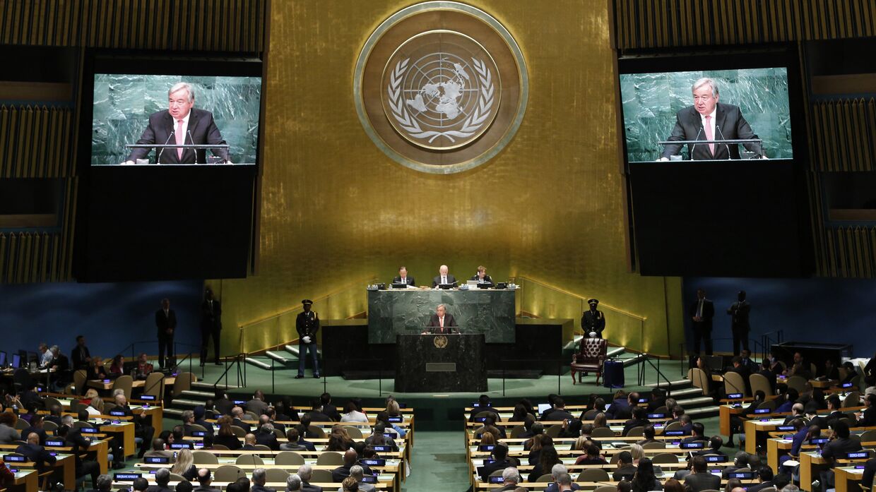 Антониу Гутерреш на заседании Генассамблеи ООН. 13 октября 2016