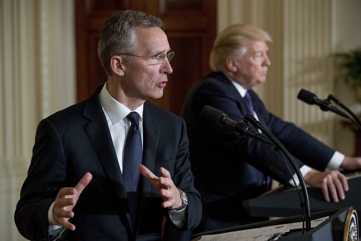Пресс-конференция президента США Дональда Трампа и генсека НАТО Йенс Столтенберг в Белом доме