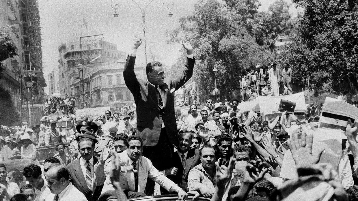Президент Египта Гамаль Абдель Насер в Каире. 1956 год 
