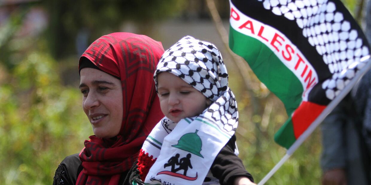 Палестика во время акции протеста в ознаменование 67-й годовщины «Накбы» в Ливане