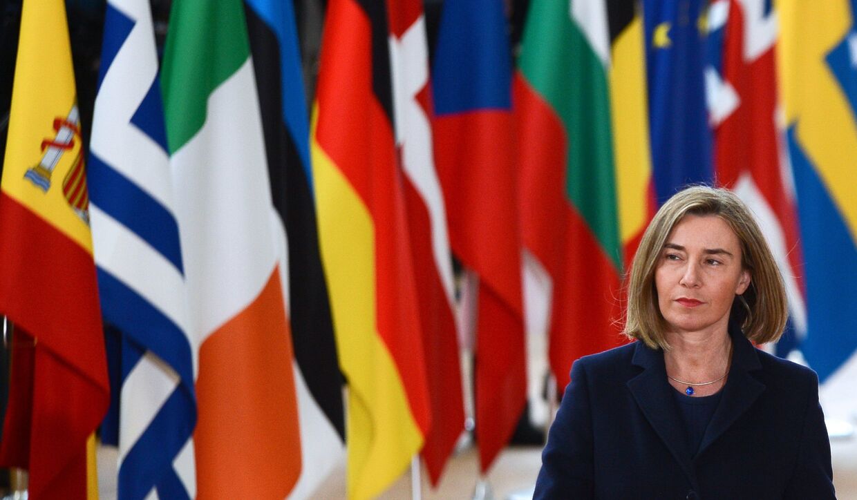 Федерика Могерини перед началом встречи глав государств и правительств стран Евросоюза в Брюсселе. 9 марта 2017
