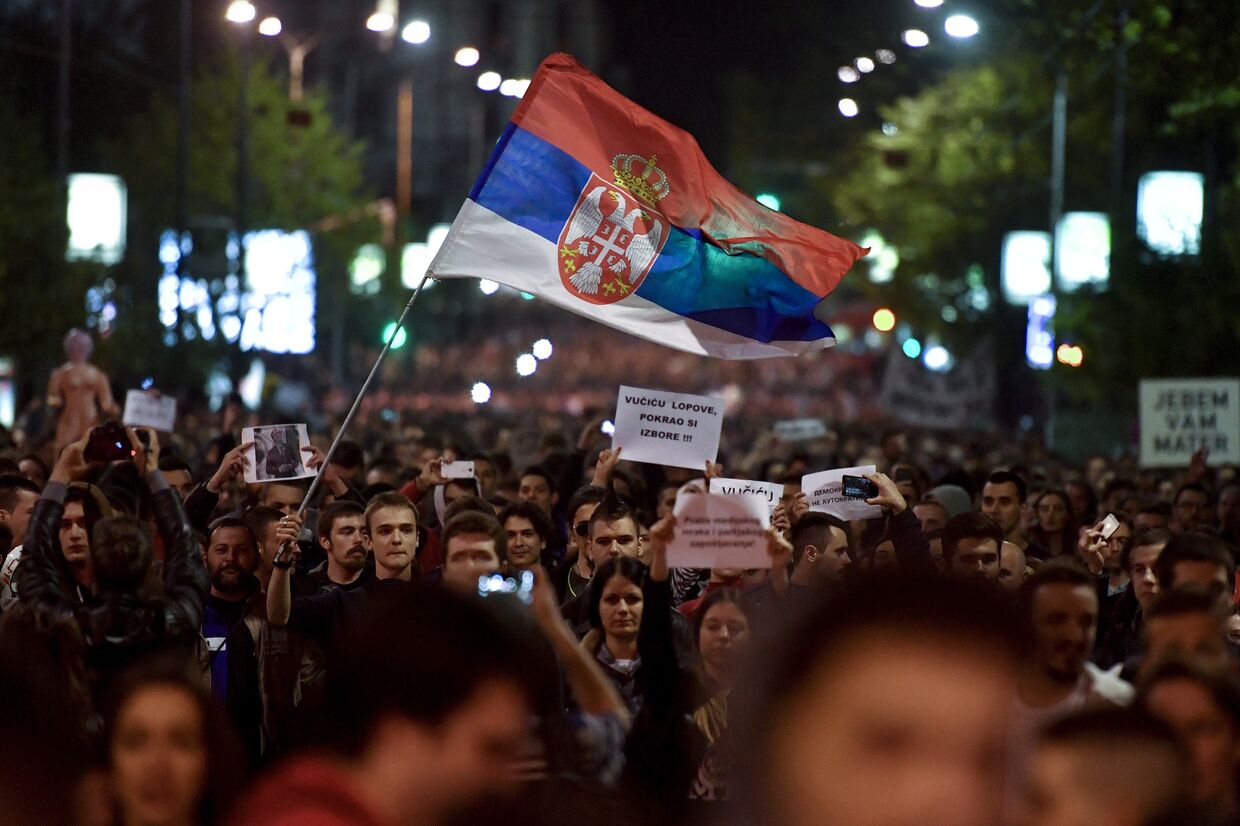 Акция протеста против премьер-министра Александра Вучича в Белграде