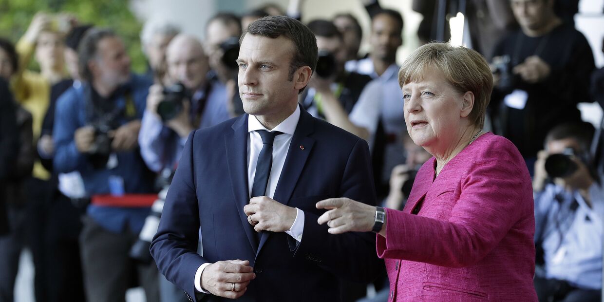 Встреча канцлера Германии Ангелы Меркель и президента Франции Эммануэля Макрона в Берлине