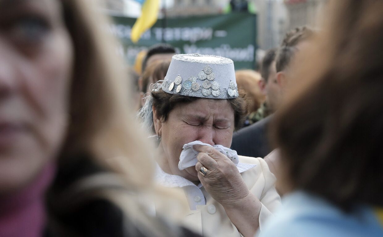 Митинг, посвященный 72-й годовщине депортации крымских татар в Киеве