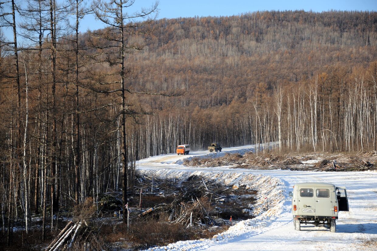 Строительство дороги на территории горно-обогатительного комбината (ГОК) Наседкино в Забайкальском крае