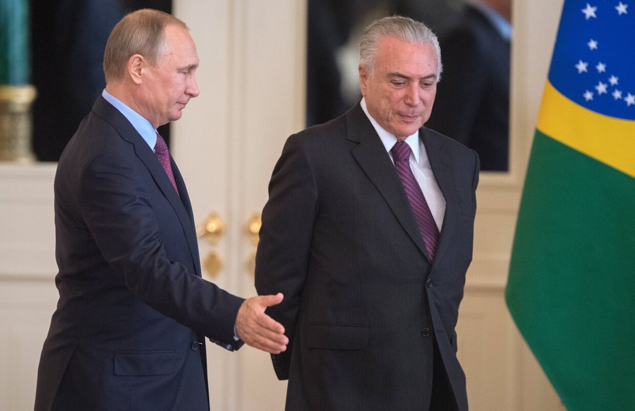Президент РФ Владимир Путин и президент Бразилии Мишел Темер