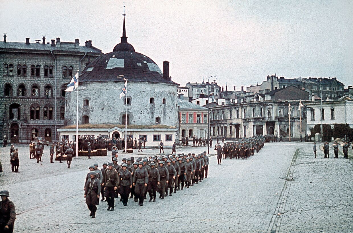 Парад финских войск в Выборге 31 августа 1941 года