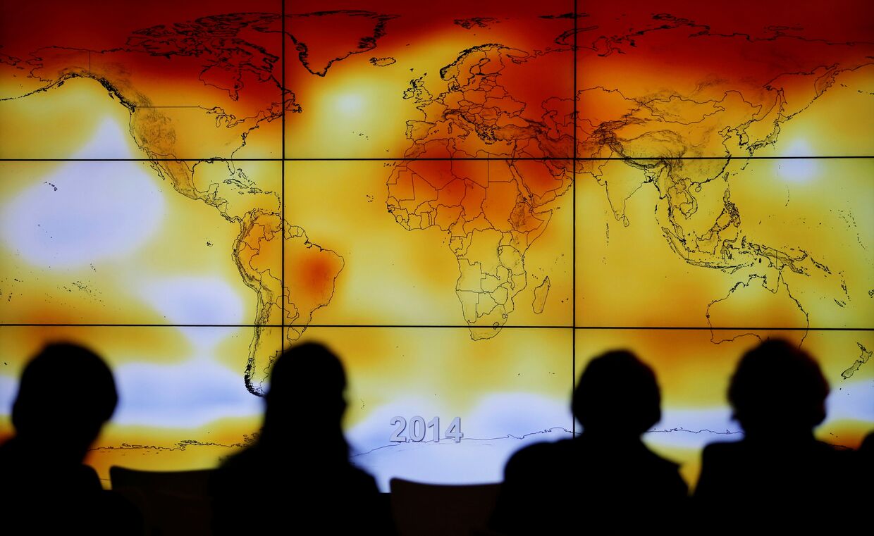 Карта мира с климатическими аномалиями в ходе Всемирной конференции по изменению климата 2015 в Ле Бурже