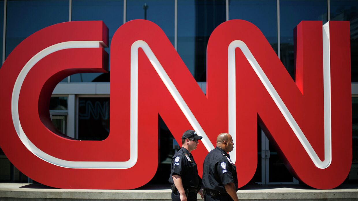 Логотип телеканала CNN в Атланте, США
