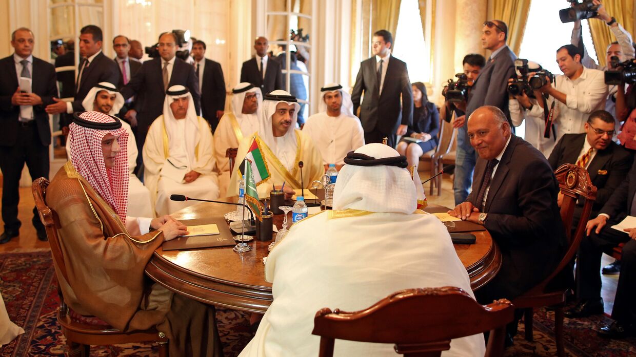 Заседание глав МИД Саудовской Аравии, ОАЭ, Бахрейна и Египта в Каире. 5 июля 2017
