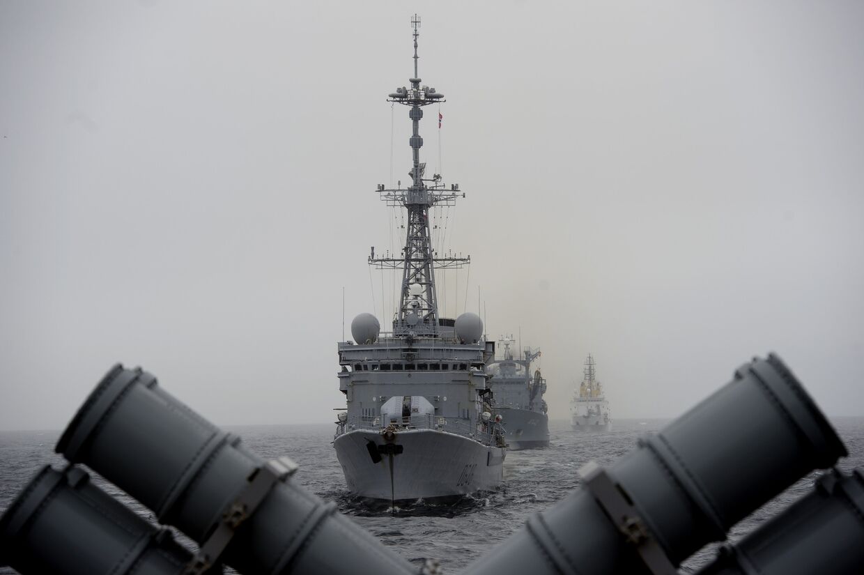 Военные корабли НАТО во время учений в Северном море у берегов Норвегии