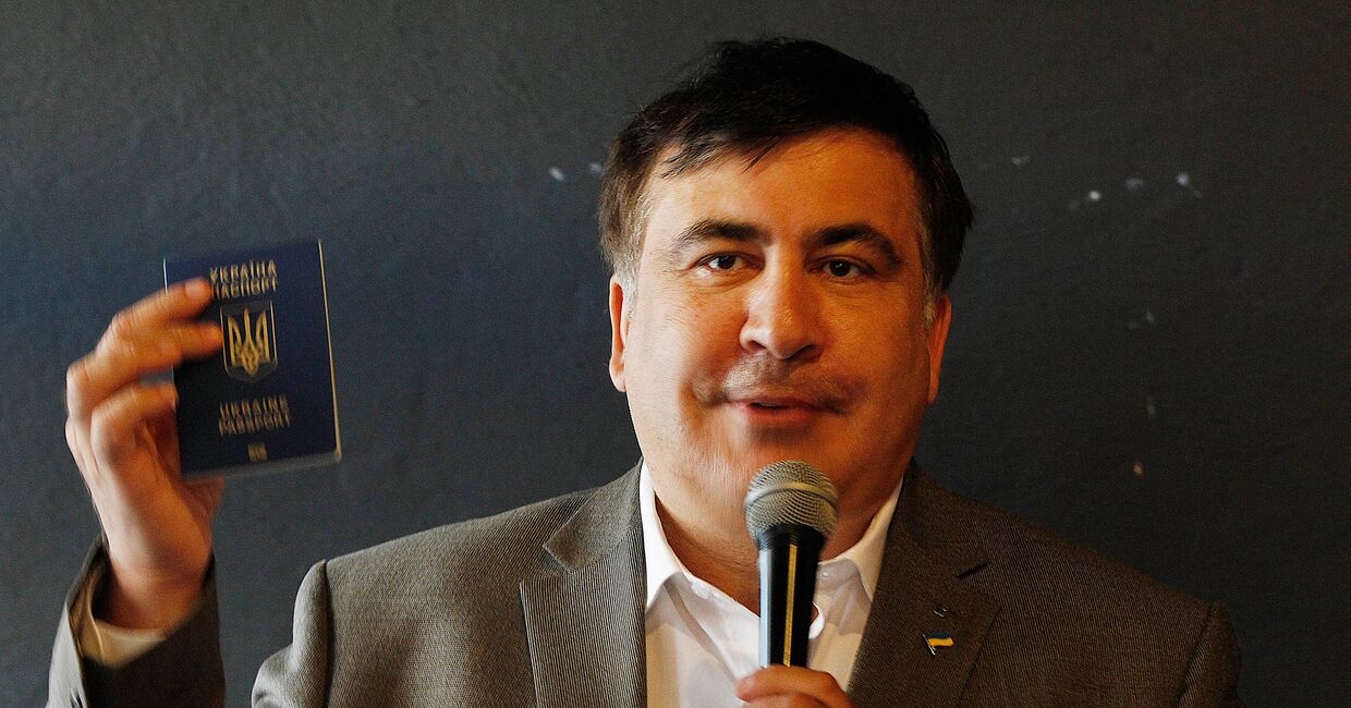 Михаил Саакашвили на встрече со своими сторонниками в Варшаве