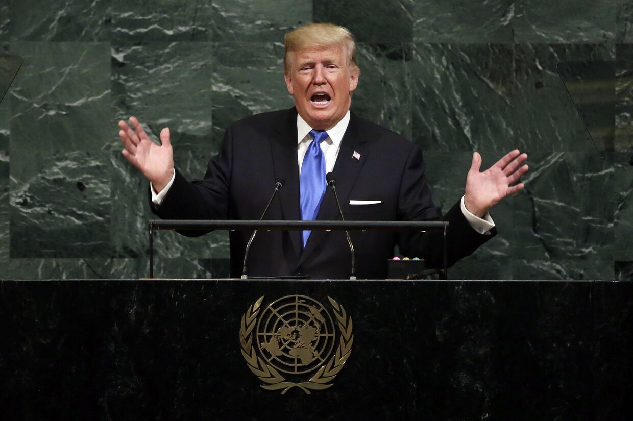 Президент США Дональд Трамп выступает на заседании Генеральной Ассамблеи ООН в Нью-Йорке