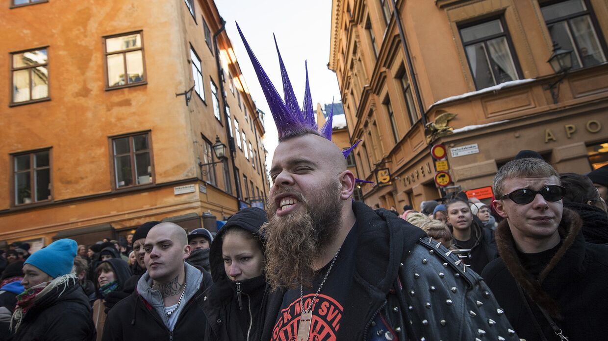 Демонстрация противников скандинавского движения сопротивления в Стокгольме, Швеция