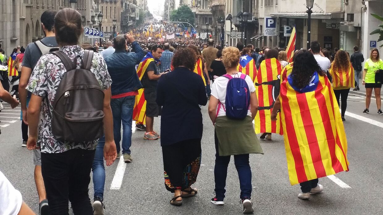 Всеобщая забастовка в Барселоне, Испания. 3 октября 2017