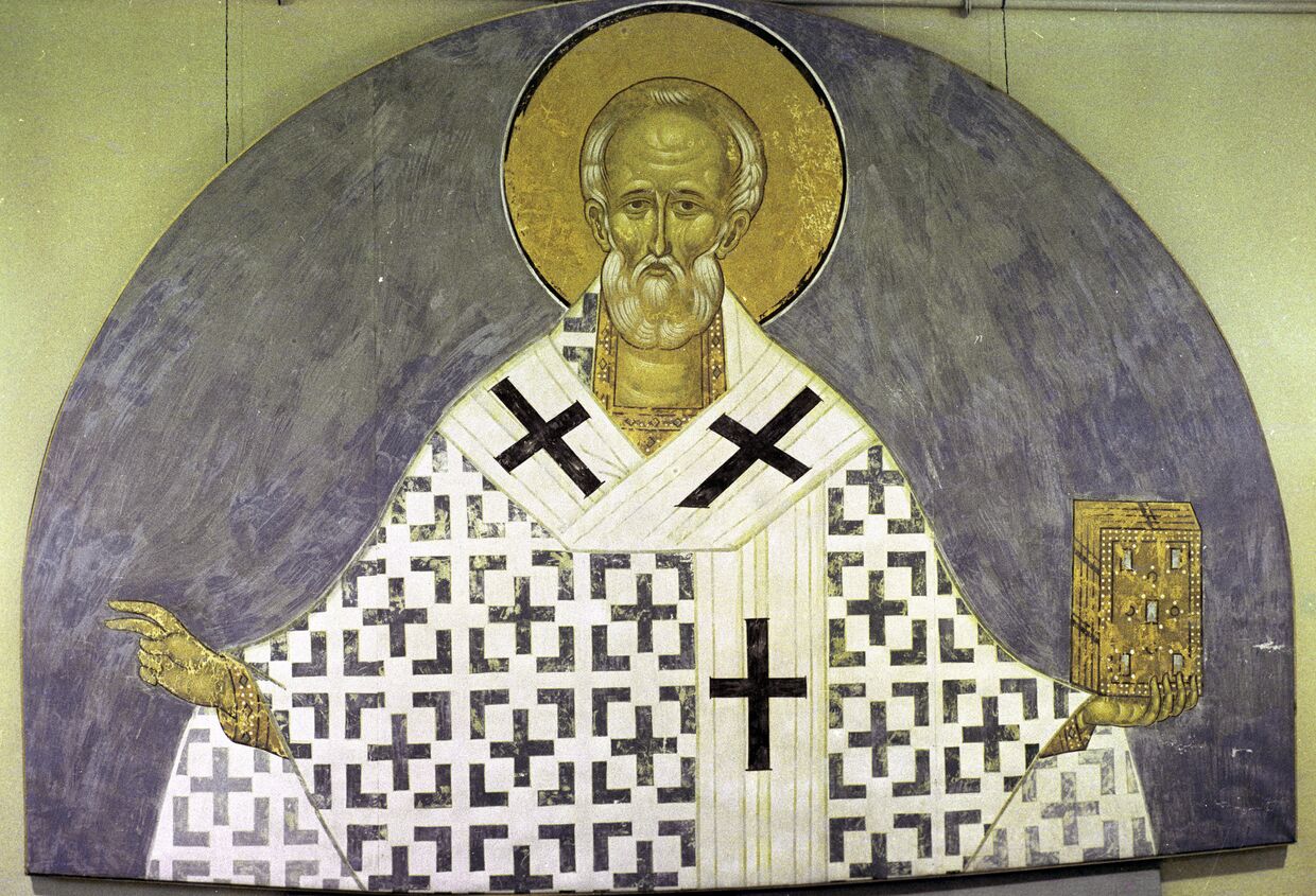 Фрагмент копии фрески Святой Николай Чудотворец