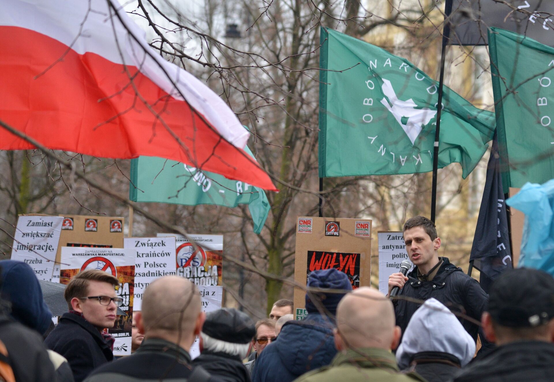 Участники митинга против возросшего числа украинских мигрантов в Варшаве. 18 марта 2017 года - ИноСМИ, 1920, 03.01.2021
