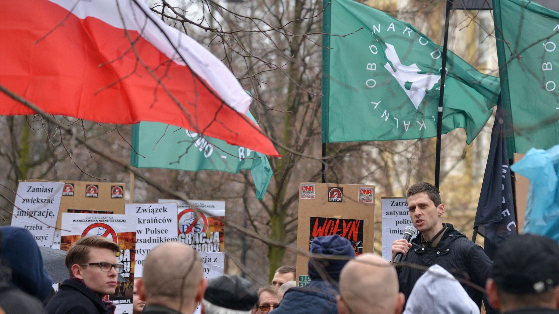 Участники митинга против возросшего числа украинских мигрантов в Варшаве. 18 марта 2017 года  - ИноСМИ, 1920, 22.11.2023