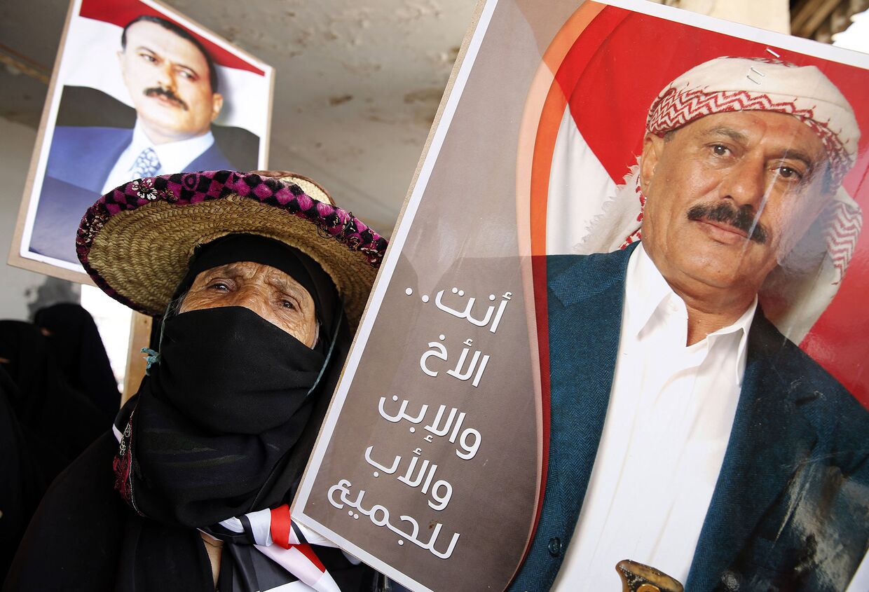 Сторонник бывшего президента Йемена Али Абдаллы Салеха в Сане, Йемен