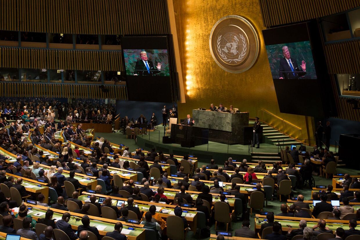 Президент США Дональд Трамп выступает на заседании Генеральной Ассамблеи ООН