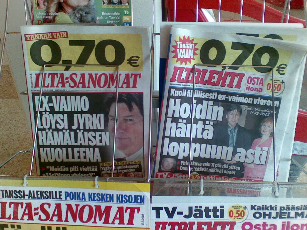 Финские газеты в одном из магазинов в Хельсинки