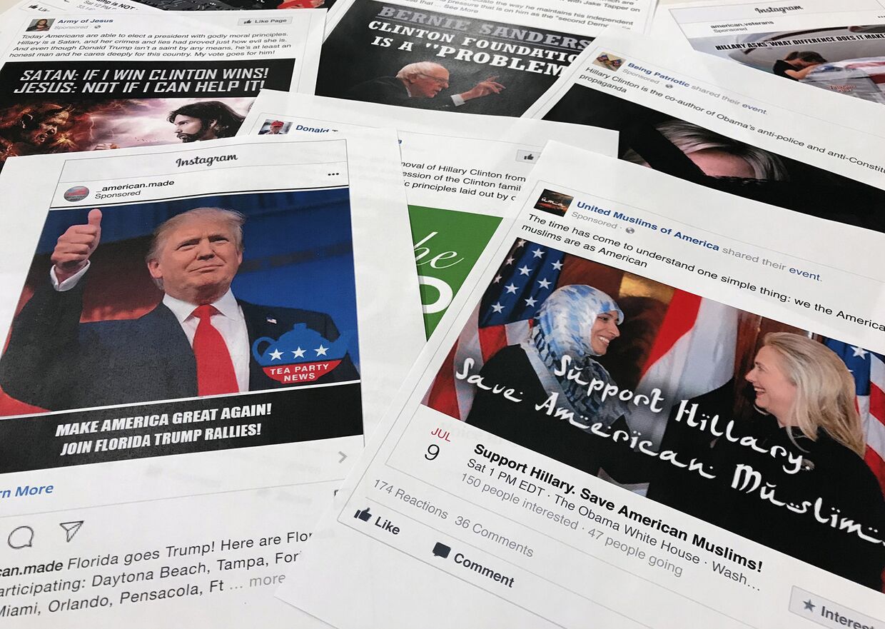 Посты из социальных сетей Facebook и Instagram, которые связывают с попытками России сорвать американский политический процесс