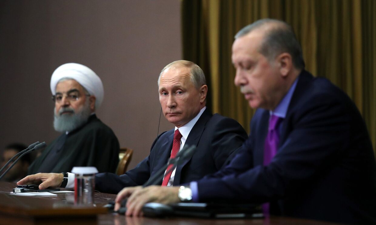 Встреча Владимира Путина с Хасаном Роухани и Реджепом Эрдоганом