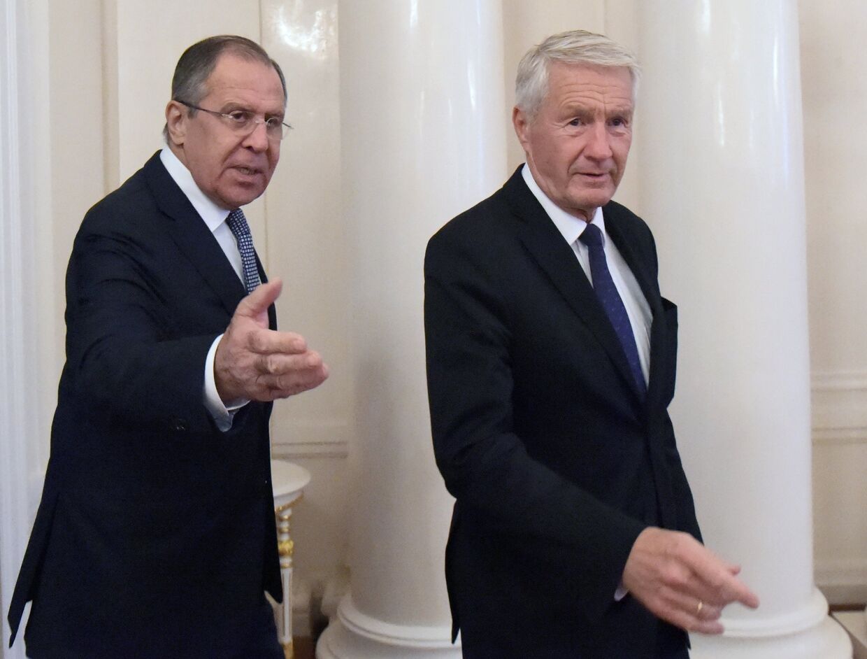 Министр иностранных дел РФ Сергей Лавров и генеральный секретарь Совета Европы Турбьерн Ягланд