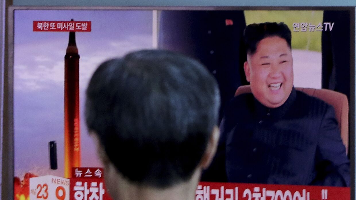 Трансляция новостей о новом пуске северокорейской ракеты